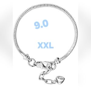 XXL 9.0 Silver Charm Bracelet Starter Bracelet Only No Charms